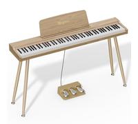 88-Key Weighted Digital Piano with Stand & Bench | Full Size Piano Keyboard for Home Use | Includes Sustain Pedal, Music Stand | Electric Keyboard for Beginners & Adults (Natural Wood)