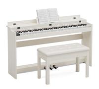 88 Key Weighted Full Size Digital Piano Keyboard,Triple Pedal& Dust Cover Design,Hammer Action Electric Piano Includes Duet Piano Bench,White