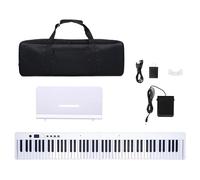 88 Keys Foldable Electronic Organ Keyboard Instrument 128 Tone With Bag Accessories Portable Electronic Keyboards (Color : White)