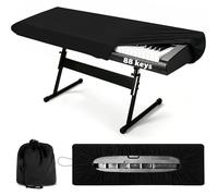 88 Keys Piano Keyboard Dust Cover, Stretchy Protective Keyboard Cover with Elastic Cord Locking Clasp, Universal Fit for All 88 Keys Digital Electronic Pianos, Must Have Piano Accessories