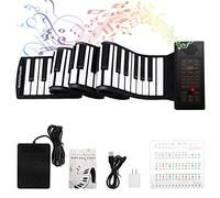 88 Keys Roll Up Piano with Pedal Upgraded Numeric Portable Piano Sticker Keyboard for Kids Beginner