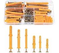 88 Pcs Screws And Wall Plugs Set (44 x Masonry Screw, 44 x Expansion Anchor Bolts) Heavy Duty Rawlplug Mixed Sizes Assortment(M6/8/10),Fasteners For Brick,Masonry,Plasterboard Fixings