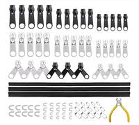 88 Pcs Zip Repair Kit, VEGCOO Zipper Repair Kit Universal Zipper Slider Pull Replacement Accessories Kit with Zippers, Metal Zip Sliders, Top Stoppers, Bottom Stoppers and Zip Plier(3 Sizes: #3/5/8)