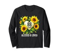 88 Years Blessed Loved Sunflower Flower Heart 88th Birthday Long Sleeve T-Shirt
