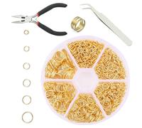 880 Pcs Jump Rings Kit, Gold Open Jump Rings with Opener Tool Tweezers and Pliers for Jewelry Making DIY Bracelet Earring Necklace Charms Repair (4mm 5mm 6mm 7mm 8mm 10mm)