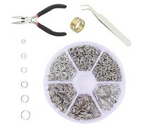 880 Pcs Jump Rings Kit - Silver Open Jump Rings Connector Rings for Jewellery Making Bracelet Earring Necklace Repair with Jump Ring Pliers Tools