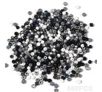 880 PCS Pony Beads, Bulk Assorted White Black Gray Mix Pony Beads, 4mm Pony Bead for Weave Hair Braids DIY Crafts Bracelet Necklace Key Chains Jewellery Making Homemade Gifts