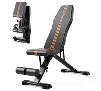 880LBS Adjustable Weight Bench - Bonvork Foldable Workout Bench Press with 20.5'' Extended Base for Home Gym, Folding Decline Incline Strength Training Bench for Full Body Exercise - 2024 Version