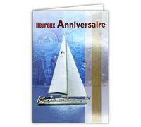 881808 Birthday Card Sailing Boat Sailing Boat with Shiny Sequins Sailing Sailing Lake Sea Ocean Cruise Captain Captain 11.5 x 17 cm with Envelope