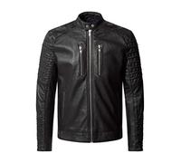 883 Police Men's Palette 100% Soft Leather Biker Classic Vintage Black Bomber Jacket(M, Black)
