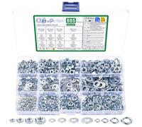 885 Hex Nuts & Flat Washers for Screws Bolts & Spring Lock washers: 265 Hex Lock nuts, 310 Metal washer Assorted, 310 Spring Split lock Washerss, Hexagonal nut, Locking Nutss, Hex Nut Assortment Set
