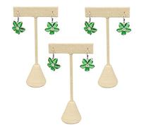 888 Display USA - 3 Beige Linen Earring T Stand Showcase Displays (5.75" (3 Pack), Linen)