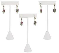 888 Display USA - 3 White Leatherette Earring T Stand Showcase Displays (4.75" (3 Pack), White Leatherette)