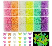 888Pcs Glow in The Dark Beads Star Beards Butterfly Beads Heart Beads UV Beads Color Changing Sun Sensitive Luminous Beads Plastic Beads Fun Cute Solar Beads Bulk for Bracelet Necklace Jewelry Making