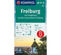 889 FREIBURG UND UMGEBUNG KANDEL SCHAUINSLAND FELDBERG: 3in1 Wanderkarte mit Aktiv Guide inklusive Karte zur offline Verwendung in der KOMPASS-App. Fahrradfahren.