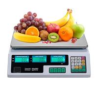 88LB 40KG Deli Electronic Commercial Price Computing Scale w/LCD Display, Stainless Steel Platform & Charging Cable for Store, Kitchen, Restaurant Market, Farmer, Food, Meat, Fruit (Plastic - White)