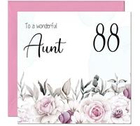 88th Aunt Birthday Card Floral Elegant Best Auntie's Birthday Card for 88 Year old Eighty Eight Eighty