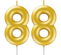 88th Birthday Candle Gold - Number 88 Cake Candle, 3D Candle for 88th Birthday Cake Decoration