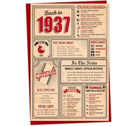 88th Birthday Card - Back in 1937 In This Year Card, Greeting for Men and Women, Birthday Cards for Women, Celebration Gifts Men, 88th Anniversary Cards, A5