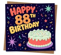 88th Birthday Card, Colourful Party Confetti Design | Eye-catching greeting card; Colourful Party Confetti artwork for an 88th birthday with a warm, memorable feel