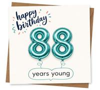 88th Birthday Card for Her, Balloon 88, Years Young | Playful balloon-style 88 with cheerful handwritten-style “happy birthday” and “88 years young” for a laugh on her 88th.
