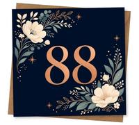 88th Birthday Card for Her, Elegant Floral Rose Gold Design