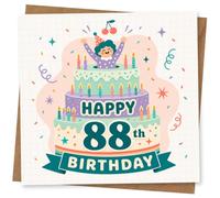 88th Birthday Card for Her, Funny Confetti Cake Design | Eye-catching greeting card; Funny Confetti Cake artwork for her on an 88th birthday with a warm, memorable feel