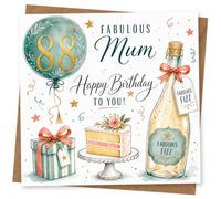 88th Birthday Card for Mum, Floral Balloon Floral Design