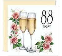 88th Birthday Card for women - Floral Fizz Classy Elegant Birthday Card for 88 Year old Woman Ladies Grandma Nan Mum Aunt Nan Friend Sister Eighty Eight Eighty Eighth Nanny