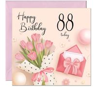 88th Birthday Card for Women - Ladies Pink floral Birthday Cards for year 88 old woman Eighty Eight Eighty Eighth Daughter Friend Niece Granddaughter Wife Girlfriend Girls Mum Aunt for her