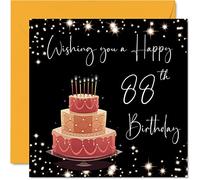 88th Birthday Card for Women Men - Stylish Elegant - Happy Birthday Cards for 88 Year Old Woman Great Grandma Grandad Mum Dad Auntie, 145mm Bday Greeting Cards Gift