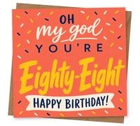 88th Birthday Card, Oh My God Eighty-Eight Confetti | Playful confetti sprinkles with “Oh my god you’re Eighty-Eight” plus a bold Happy Birthday banner-cheeky fun for an 88th.