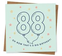 88th Birthday Card, Stars Balloon Design