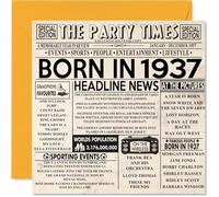 88th Birthday Cards for Men Women - Born In 1938 Newspaper - Happy 88 Birthday Card for Grandad Grandma Nan Vintage Retro Back In 1938, 145mm Bday Greeting Cards