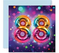 88th Birthday Cards for Men Women - Rainbow Foil Balloon - Happy Birthday Card for 88 Year Old Man Woman Auntie Nanny Dad Uncle, 145mm Bday Greeting Cards