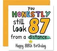 88th Birthday Cards for Women Men - From a Distance - Happy Birthday Card for 88 Year Old Woman Man Nanny Nan Auntie Grandad, 145mm Bday Greeting Cards