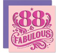 88th Birthday Cards for Women - Fabulous - Happy Birthday Card for 88 Year Old Woman Nana Nan Nanny Gran, 145mm Bday Greeting Cards