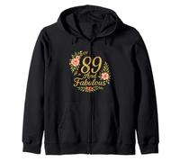 89 And Fabulous Floral 89th Birthday Celebration Funny Zip Hoodie