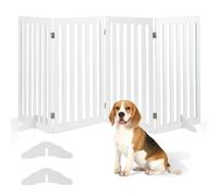 89 cm Pet Barrier 4-Panel Wooden Freestanding Dog Gate Step Over Fence