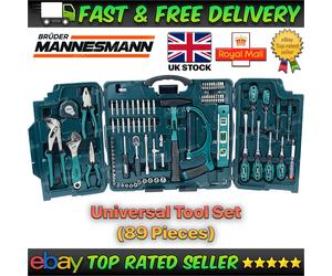 89 Pcs Mannesmann Home Tool Kit Universal Socket Set Screwdriver Carry Case DIY