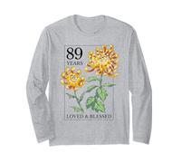 89 Years Loved and Blessed Floral Flower Stamp 89th Birthday Long Sleeve T-Shirt