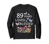 89 Years Loved Blessed Flower Butterfly Women 89th Birthday Long Sleeve T-Shirt