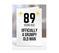 89 Years Old, Officially a Grumpy Old Man Card, Funny, Joke, Gift, 89th Happy Birthday, Presents for, Dad, Daddy, Grandad, Husband, Uncle, Him, Male, A5-164_61