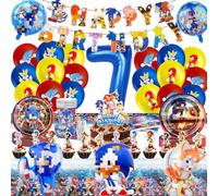 89PCS So-ni Birthday Party Decorations, 7th So-ni Party Supplies, Theme party Supplies, Foil Balloons Happy Birthday Banner Cake Toppers Plates Tablecloth Napkins for Kids