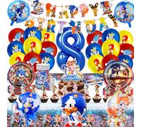 89PCS So-ni Birthday Party Decorations, 8th So-ni Party Supplies, Theme party Supplies, Foil Balloons Happy Birthday Banner Cake Toppers Plates Tablecloth Napkins for Kids