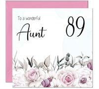 89th Aunt Birthday Card Floral Elegant Best Auntie's Birthday Card for 89 Year old Eighty Nine, Eighty Ninth