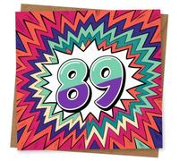 89th Birthday Card, 89th Birthday Card for Her or Him, Bright Retro Comic Style Number 89 Greeting Fun for an 89 Year Old