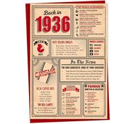 89th Birthday Card - Back in 1936 In This Year Card, Greeting for Men and Women, Birthday Cards for Women, Celebration Gifts Men, 89th Anniversary Cards, A5