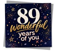 89th Birthday Card for Her, Elegant Stars Design