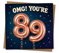 89th Birthday Card for Her, Funny Starry Balloon Design